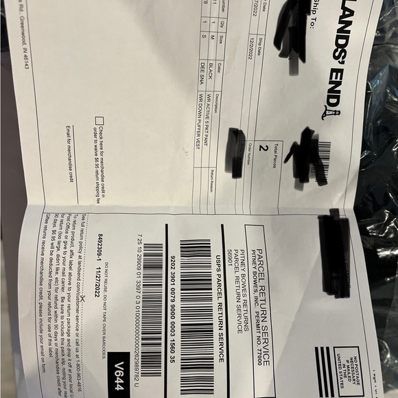 Two Lands End Down Puffer Vests in Black and Deep Sea Navy - Picture 7 of 9